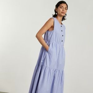 Everlane Tiered Midi Dress - Blue Stripe